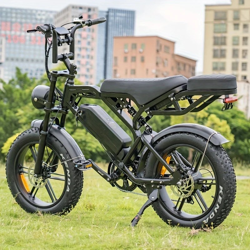 V20pro Tire Electric Bike – Powerful 750W Rear Motor Cruiser with Vintage Style and Advanced Suspension