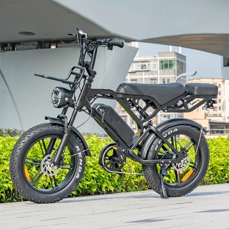 V20pro Tire Electric Bike – Powerful 750W Rear Motor Cruiser with Vintage Style and Advanced Suspension