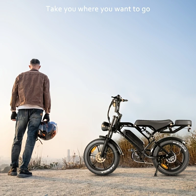 V20pro Tire Electric Bike – Powerful 750W Rear Motor Cruiser with Vintage Style and Advanced Suspension