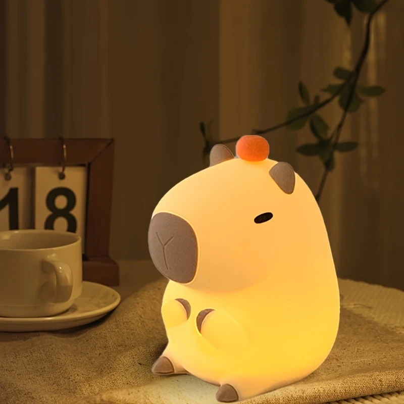 Modern Capybara Cute Night Light – Touch Control, 30-Minute Timer, and USB Rechargeable Ambient Light