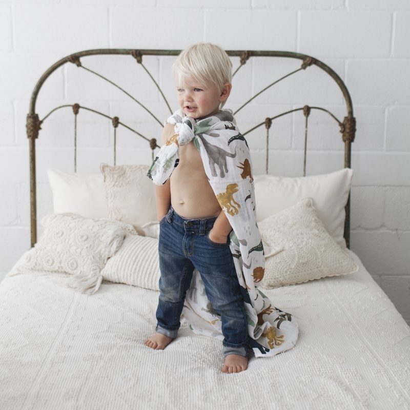 Single Cotton Muslin Swaddle | Dinosaurs