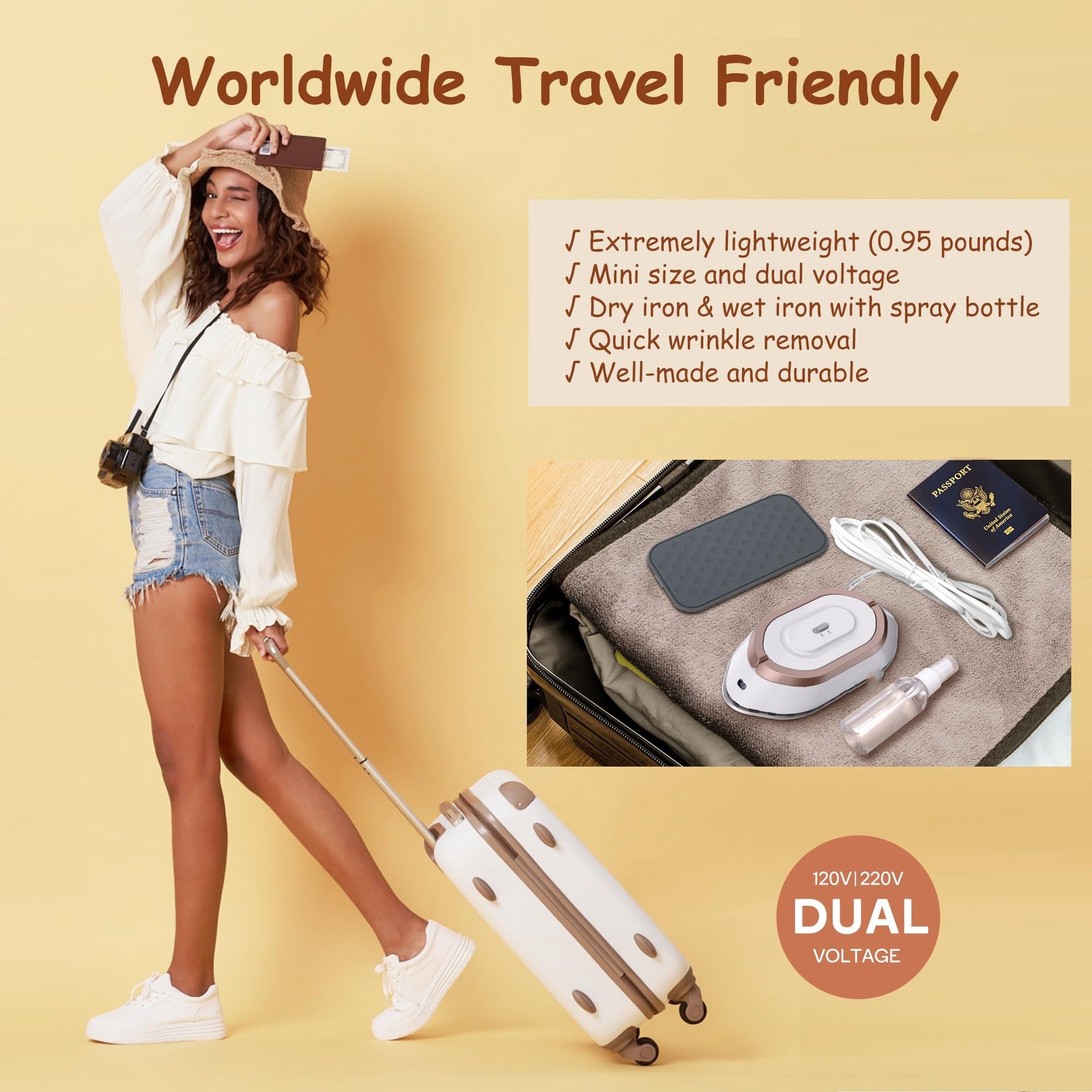 Newbealer Travel Iron with Dual Voltage
