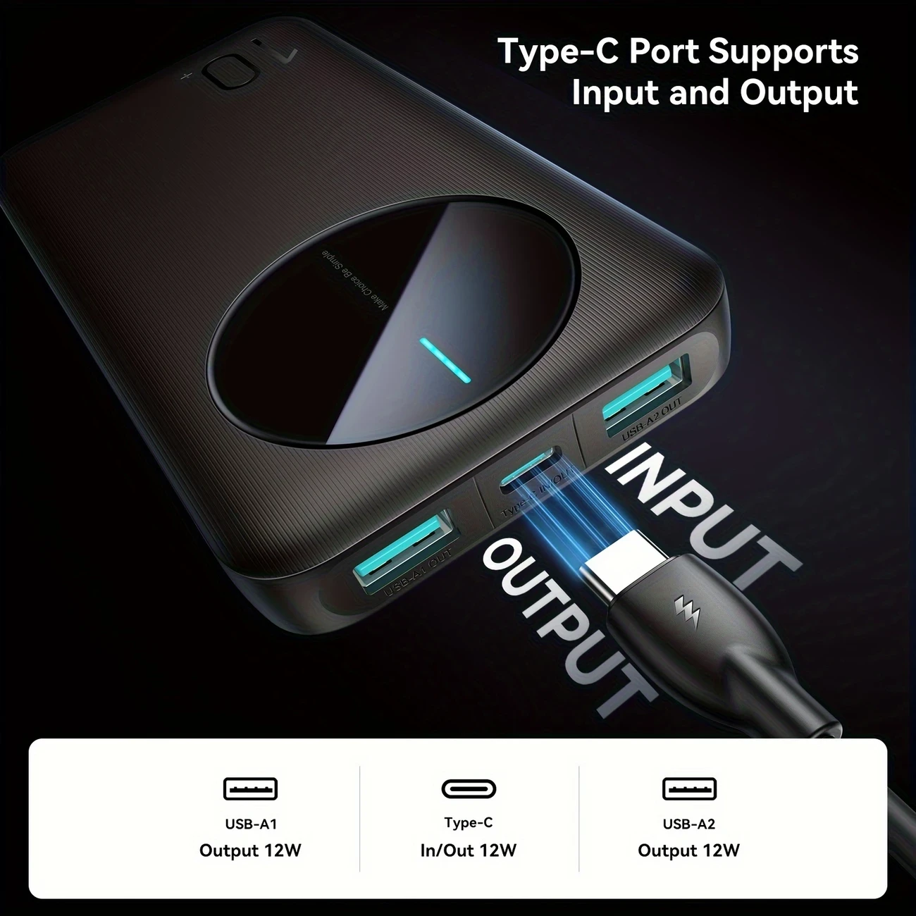 10000mAh Portable Charger for Mobile Phones – Travel-Ready Power Bank with Fast Charging & Multiple Ports