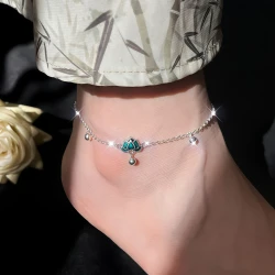 1pc 925 Silver Lotus Bell Anklet – Elegant, Protective, and Symbolic Jewelry for Women