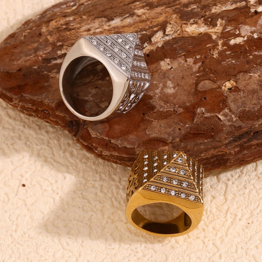 E.B.belle Cool Shiny Pyramid Vintage Vine Rings for Men