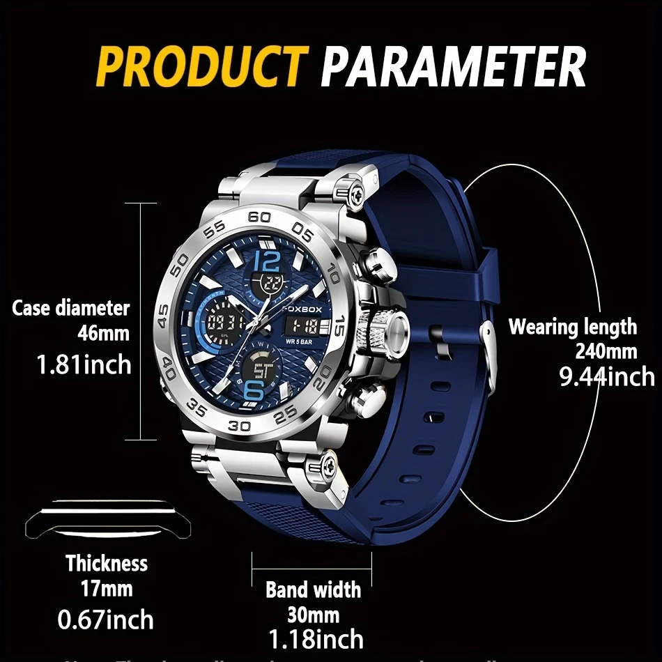 Men’s Dual Display Digital Military Quartz Watch: Precision, Durability, and Multifunctionality