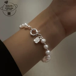 Elegant 925 Sterling Silver & Freshwater Pearl Bracelet – The Ultimate Vintage Statement Piece