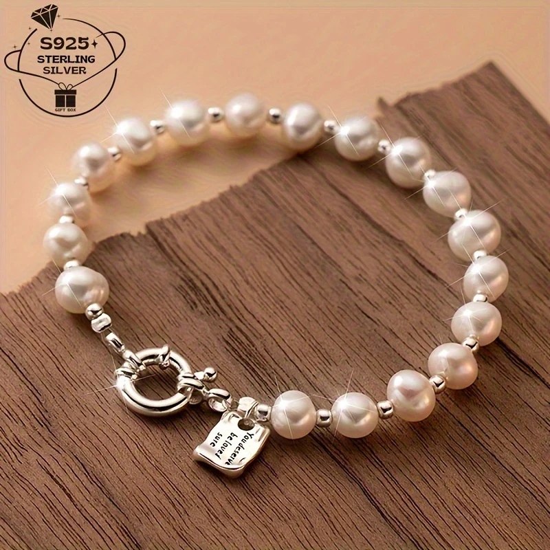 Elegant 925 Sterling Silver & Freshwater Pearl Bracelet – The Ultimate Vintage Statement Piece