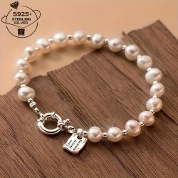 Elegant 925 Sterling Silver & Freshwater Pearl Bracelet – The Ultimate Vintage Statement Piece
