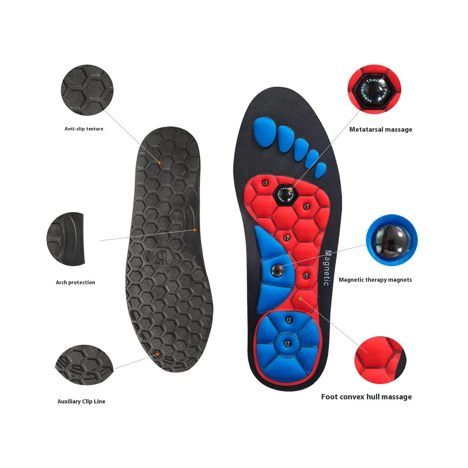 Medical Magnetic Insole Therapy Sports Insoles Orthopedic Insoles Massage Foot Weight Loss Slimming Acupressure Anti-fatigue Health Care Shoe Pads