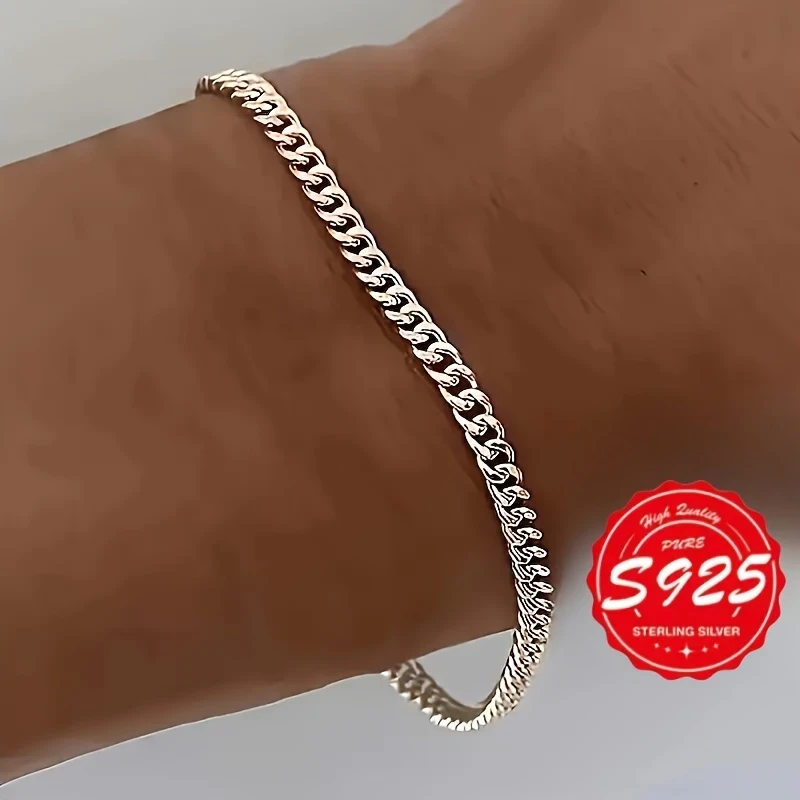 5pcs Elegant 925 Sterling Silver Cuban Chain Bracelets – Handmade Women’s Fashion Jewelry | Durable Chic Bracelets | Perfect Mother’s Day & Everyday Gift NZ