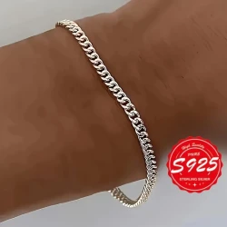5pcs Elegant 925 Sterling Silver Cuban Chain Bracelets – Handmade Women’s Fashion Jewelry | Durable Chic Bracelets | Perfect Mother’s Day & Everyday Gift NZ
