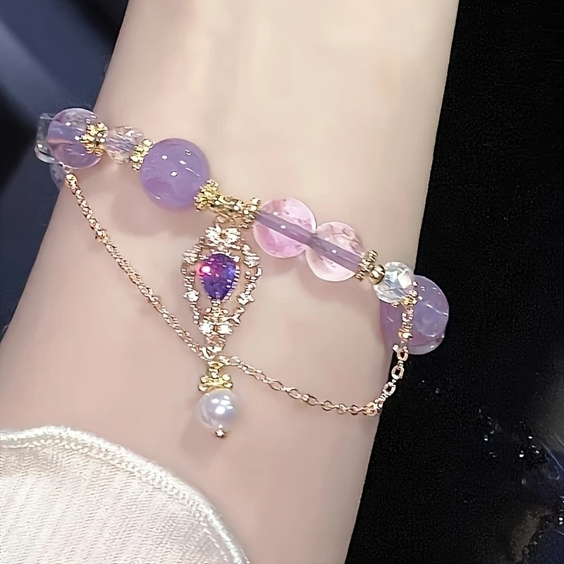 1pc Elegant Purple Glass Wrist Accessory – Chic Two-Tone Bracelet Design | Perfect Gift for Best Friends NZ