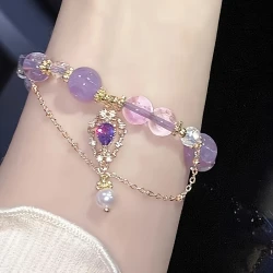1pc Elegant Purple Glass Wrist Accessory – Chic Two-Tone Bracelet Design | Perfect Gift for Best Friends NZ