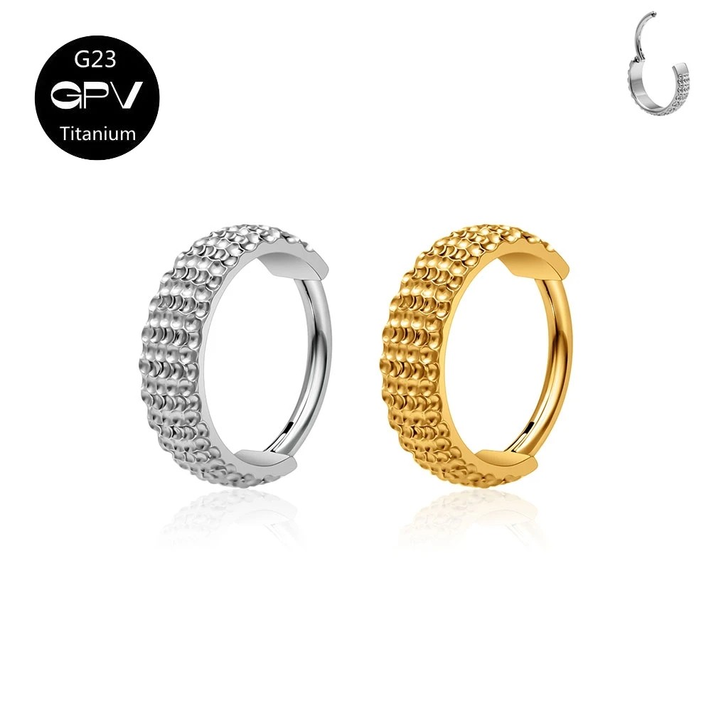 Titanium Ring Earrings – Crater Surface Vacuum Gold Plated Personalized Fashion Earrings for Men & Women