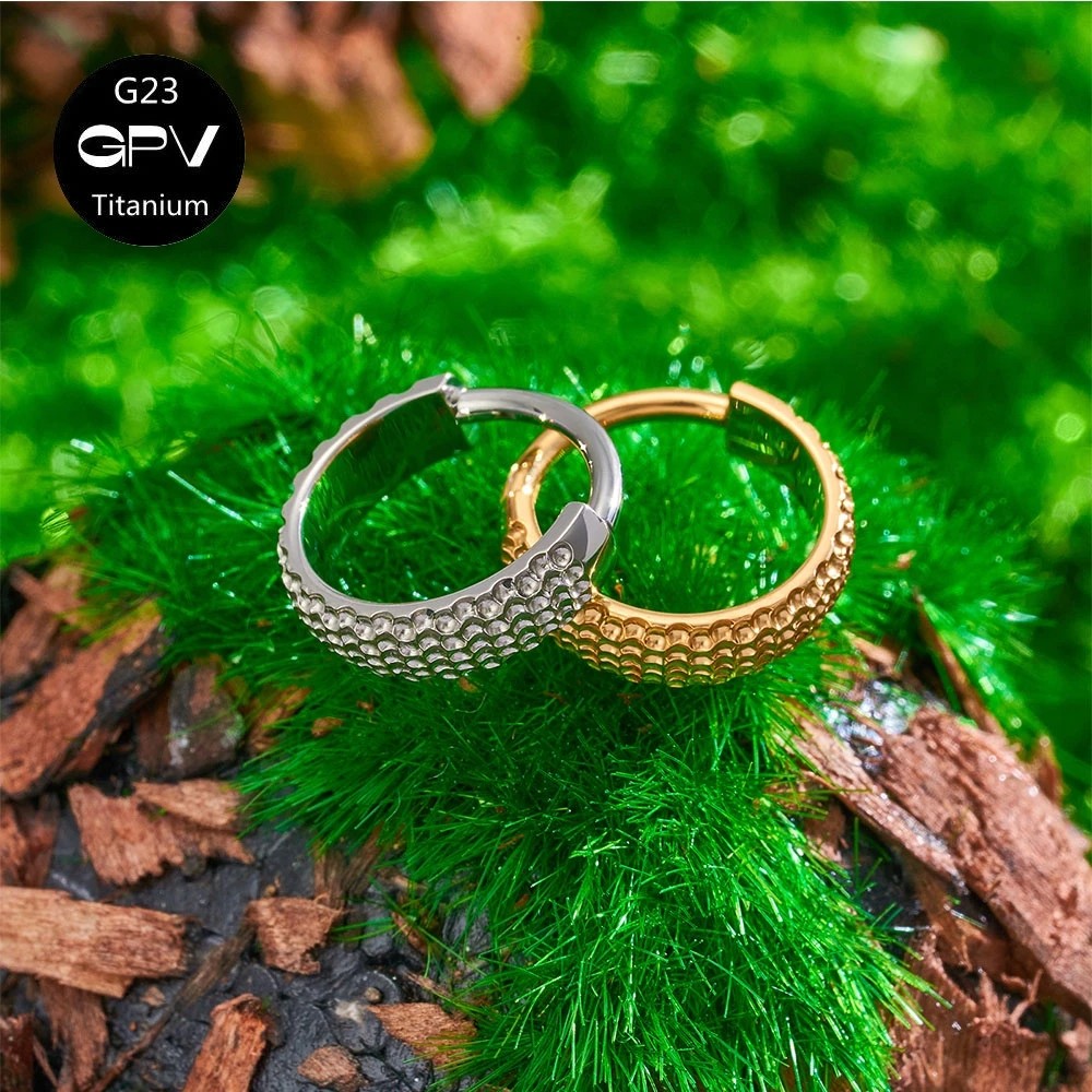 Titanium Ring Earrings – Crater Surface Vacuum Gold Plated Personalized Fashion Earrings for Men & Women