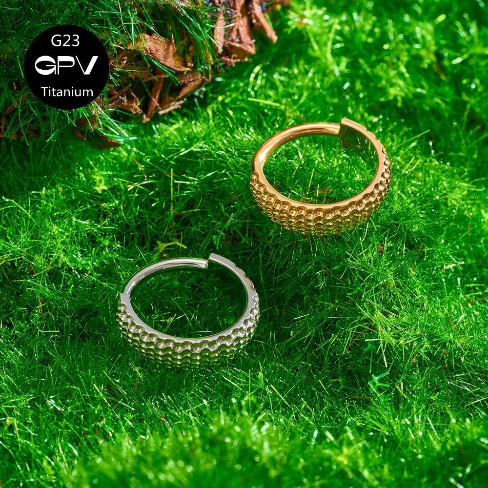 Titanium Ring Earrings – Crater Surface Vacuum Gold Plated Personalized Fashion Earrings for Men & Women