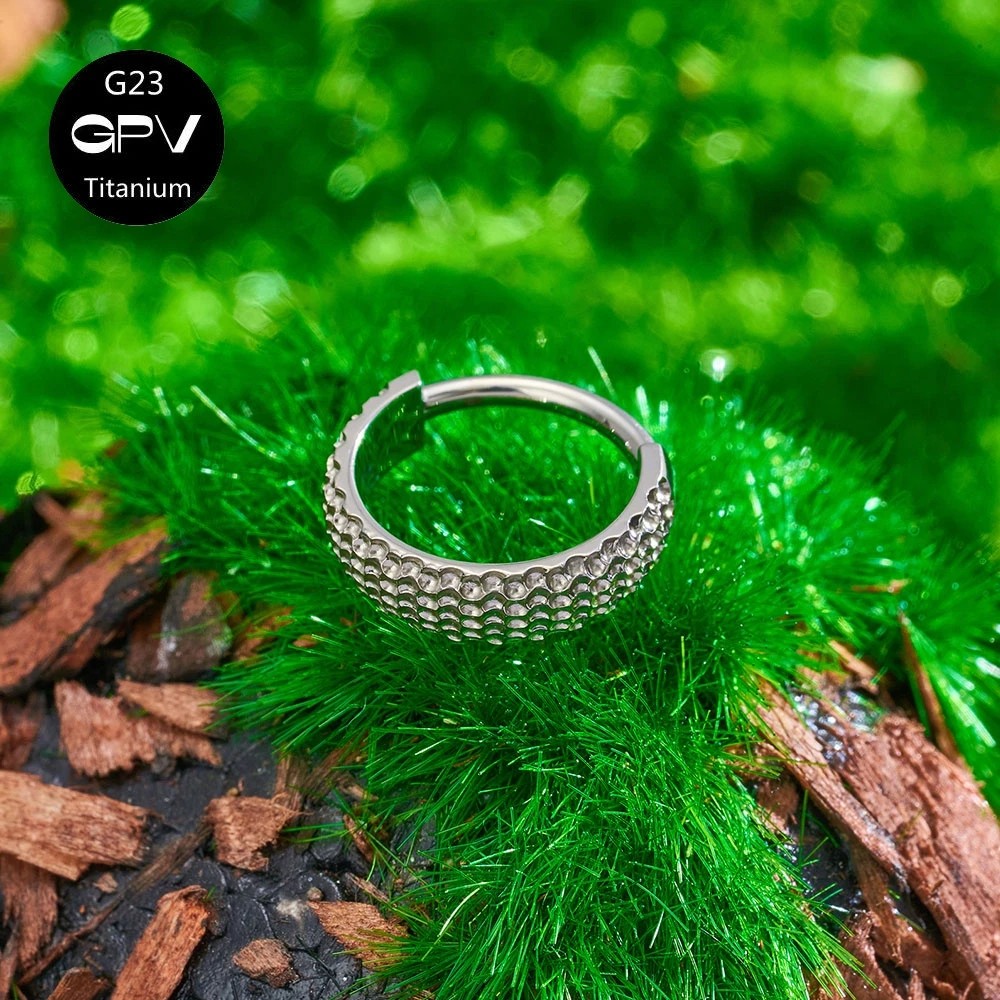 Titanium Ring Earrings – Crater Surface Vacuum Gold Plated Personalized Fashion Earrings for Men & Women