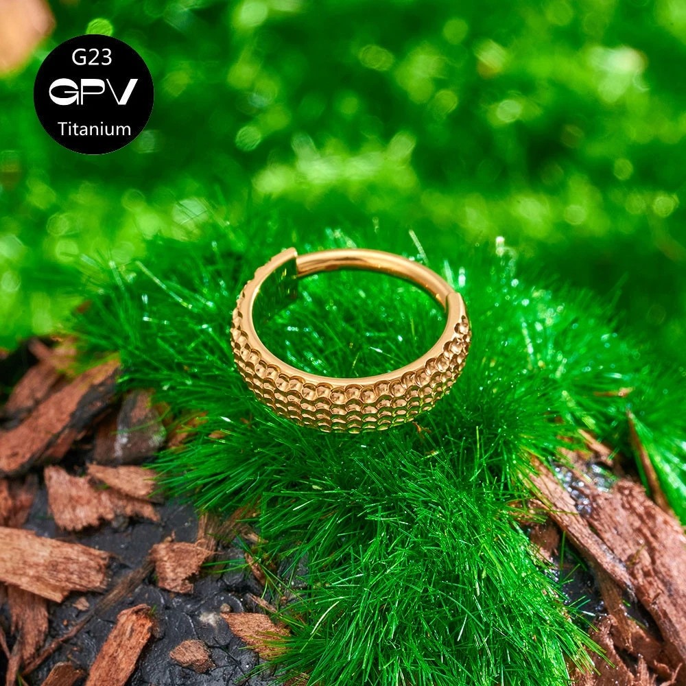 Titanium Ring Earrings – Crater Surface Vacuum Gold Plated Personalized Fashion Earrings for Men & Women