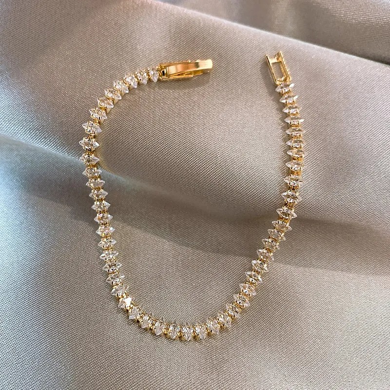 Luxury Roman Crystal Geometric Chain Bracelets for Women