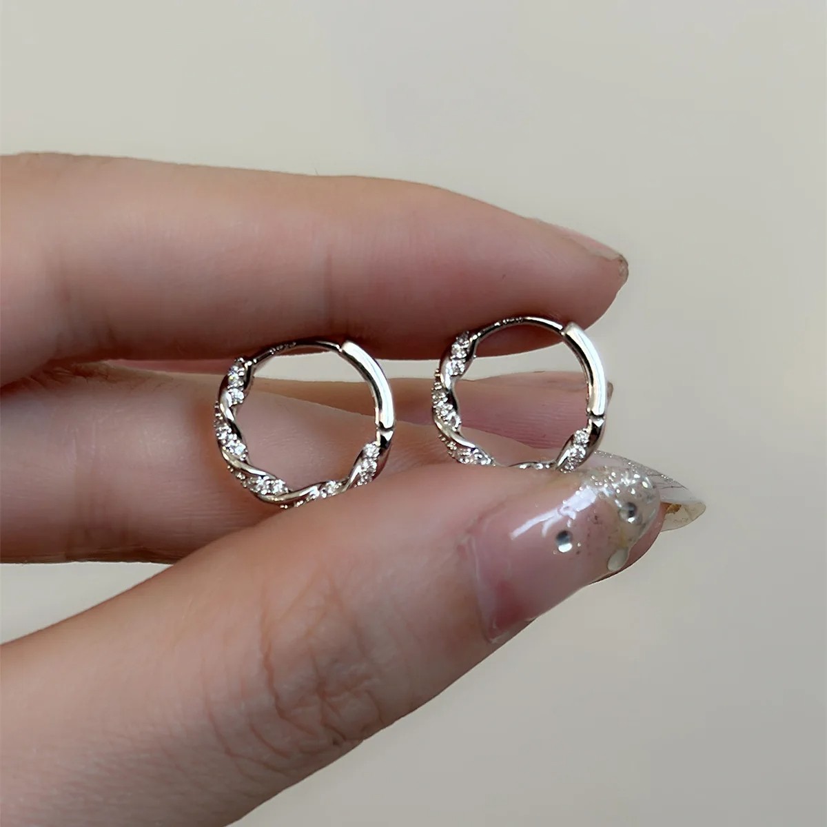 Mobius Circle Zirconia Hoop Earrings for Women