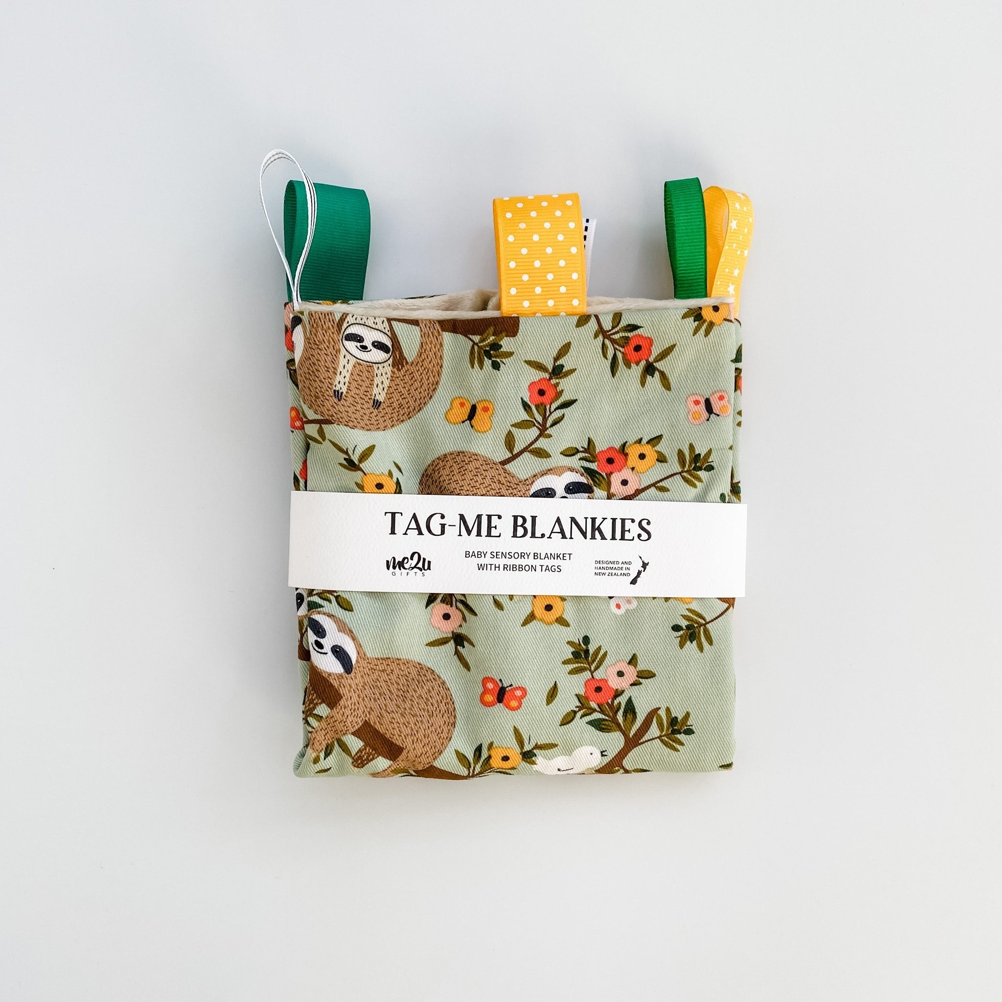 Tag-Me-Blankie | Sage Sloth | Made in NZ