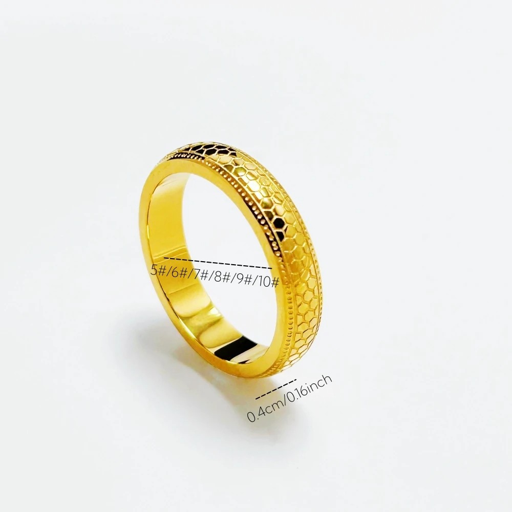 Stainless Steel Rings for Men and Women – Gold Color 4mm Honeycomb Shape