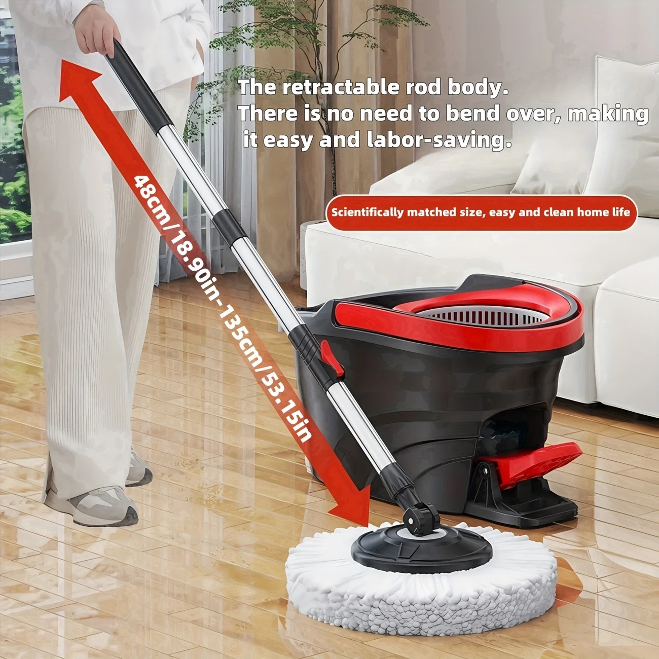 360° Rotating Mop with Telescopic Pole and Dual-Drive Floor Mop Bucket Set
