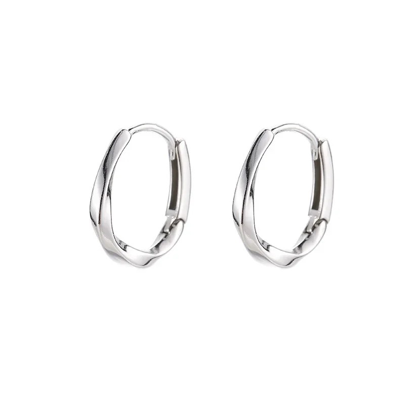 925 Sterling Silver Round Earrings – Simple Inlaid Design for Women