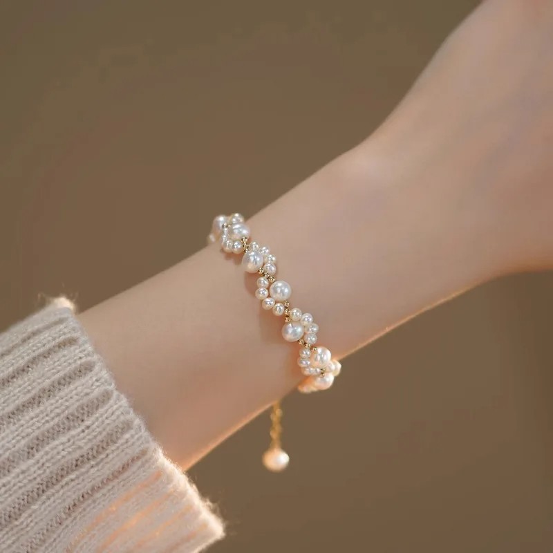 Cute Animal Paw Bracelet for Women – Gold Color French Retro Pearl Bracelet Jewelry