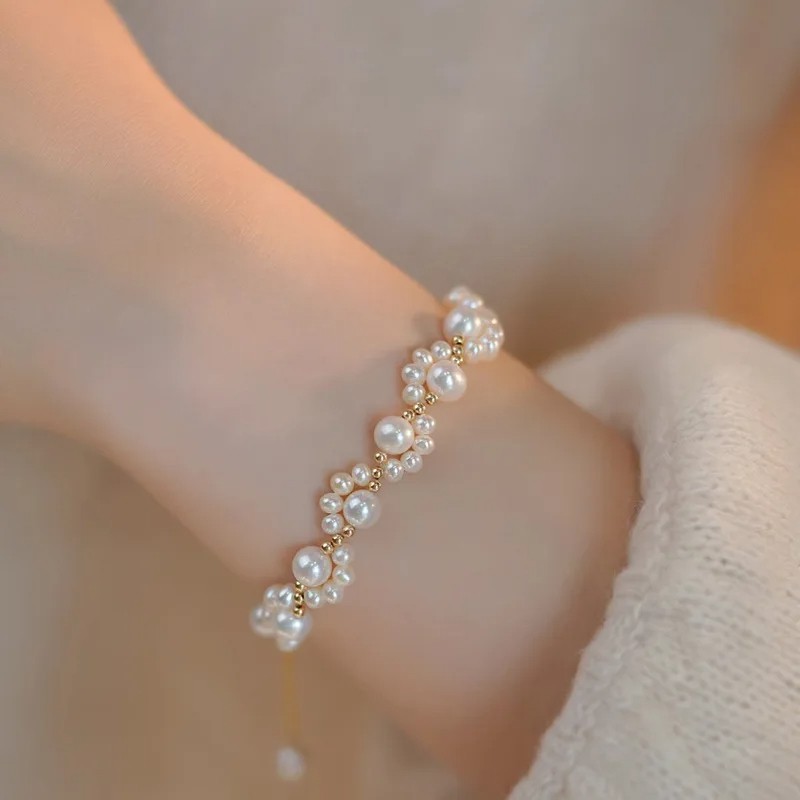 Cute Animal Paw Bracelet for Women – Gold Color French Retro Pearl Bracelet Jewelry