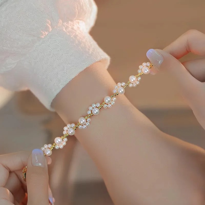 Cute Animal Paw Bracelet for Women – Gold Color French Retro Pearl Bracelet Jewelry