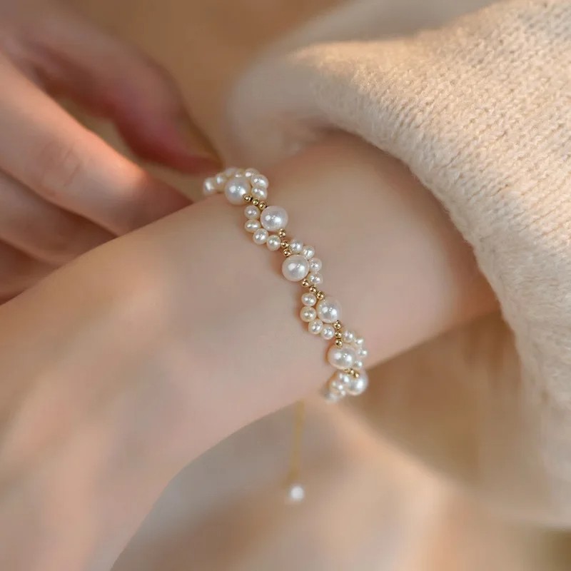 Cute Animal Paw Bracelet for Women – Gold Color French Retro Pearl Bracelet Jewelry