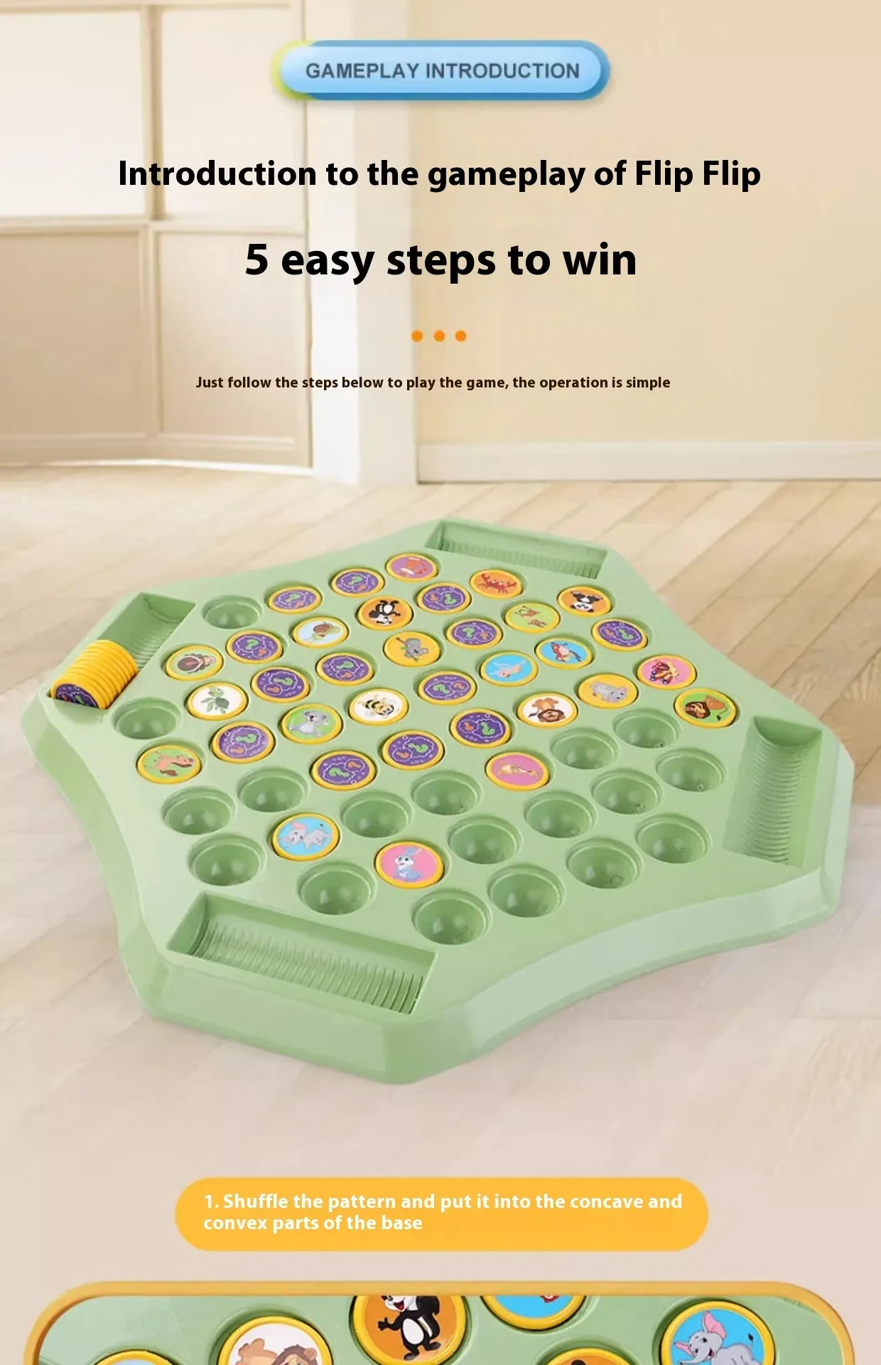 Kids Memory Reversi Chess Game 2 To 4 Players Animal Fruit Flipping Chess Matching Game Focus Training Toddlers Educational Memory Challenge Toy