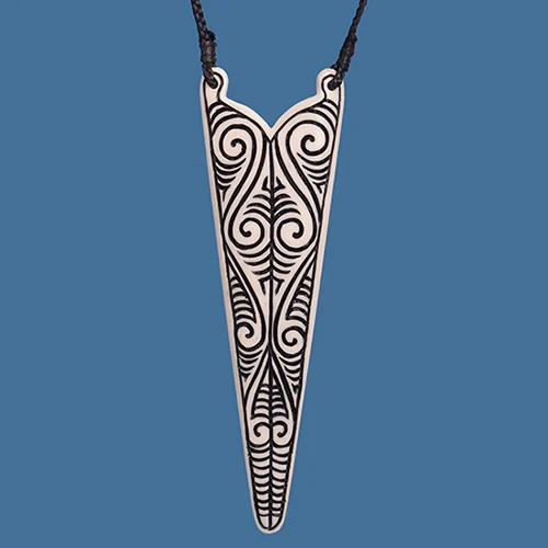 Bone Pendant with Tā Moko Inspired Pattern