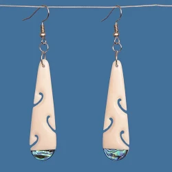 Bone Drop earring with Pāua tip