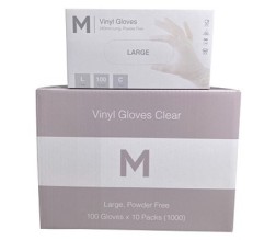 GLOVES VINYL POWDER FREE CLEAR LARGE 100s/PKT(MAT)