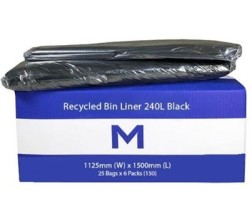 BAGS RUBBISH 1125X1500MM BLACK 240L 150s (MATTHEWS MPH2630)