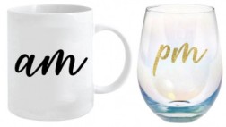AM PM 360ML MUG & STEMLESS GLASS 600ML GIFT SET