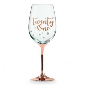 21 ROSE GOLD STEM WINE GLASS 430ML