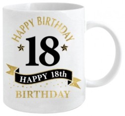 **18TH WHITE AND GOLD MUG 360ML