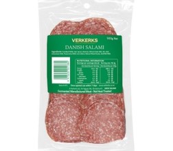 SALAMI DANISH SLICED 500GM (VERKERKS 25) [CHIL]