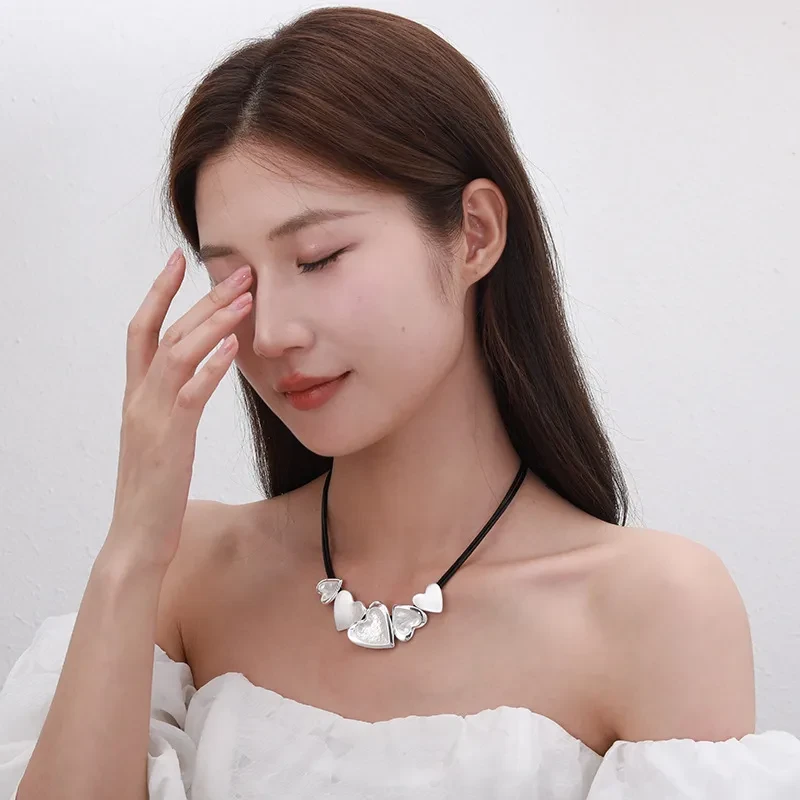 Black Choker Necklace with Pendant