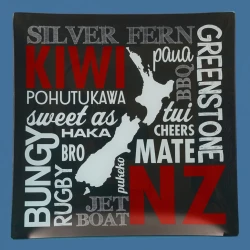 Glass Kiwiana Words Plate