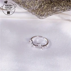 1pc 925 Silver Adjustable Open Ring for Women – Elegant Branch Inlaid with Synthetic Zirconia | Versatile Fashion Jewelry & Gift for Women in New Zealand