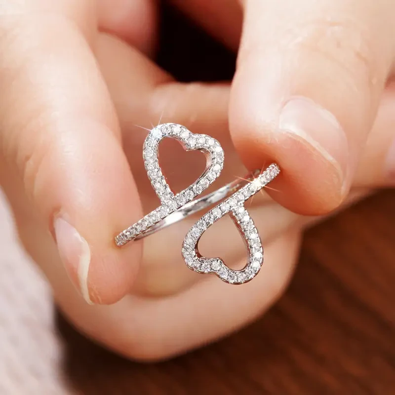 Women’s Adjustable Open Heart Ring – Personalized Infinity Love Jewelry with 3A Zirconia | Romantic Gift for Anniversaries & Special Occasions in New Zealand