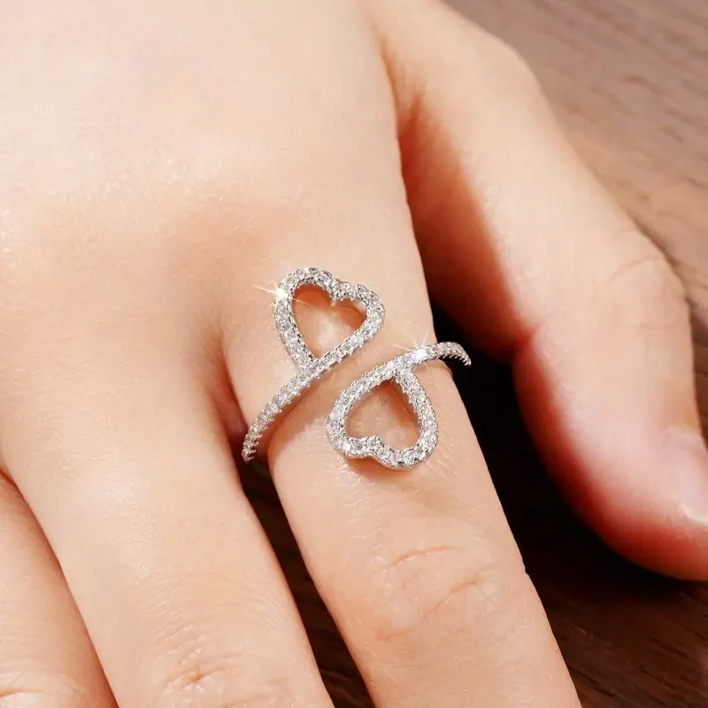 Women’s Adjustable Open Heart Ring – Personalized Infinity Love Jewelry with 3A Zirconia | Romantic Gift for Anniversaries & Special Occasions in New Zealand