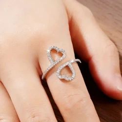 Women’s Adjustable Open Heart Ring – Personalized Infinity Love Jewelry with 3A Zirconia | Romantic Gift for Anniversaries & Special Occasions in New Zealand