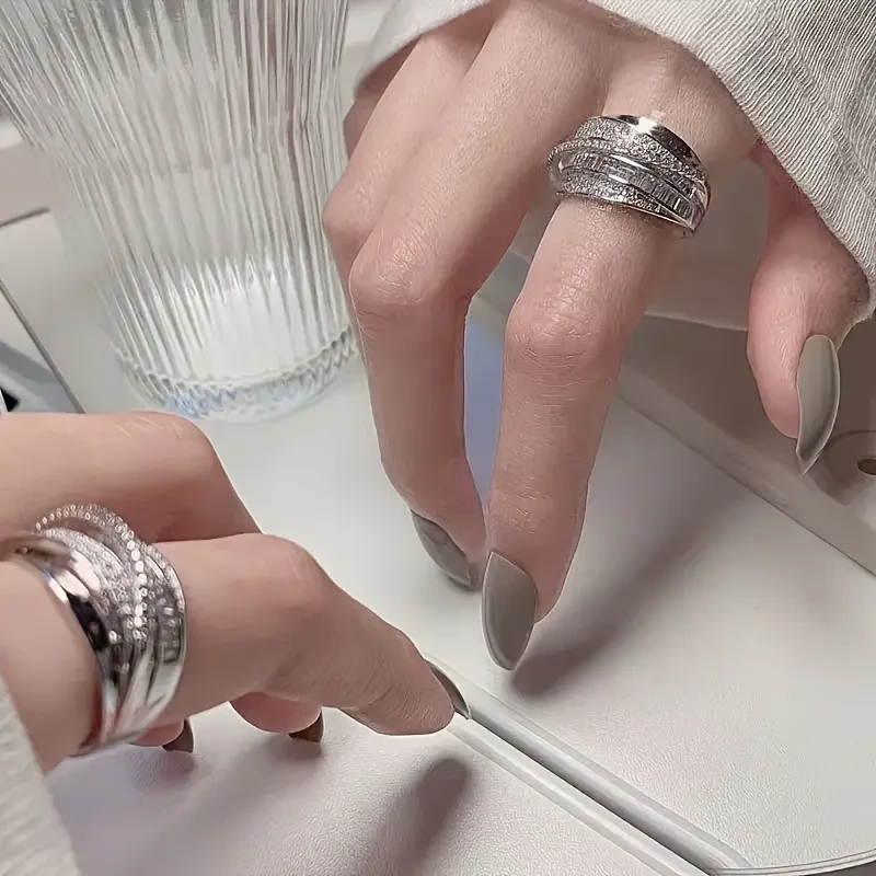 1pc Women's Adjustable Layered Ring – Elegant Twisted Band with Shiny Synthetic Stones | Luxury Everyday & Special Occasion Jewelry for Women in New Zealand