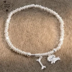 925 Silver Puppy Bone Bracelet for Women – Charming Dog-Inspired Jewelry | Perfect Gift for Female Friends, Graduations & Weddings